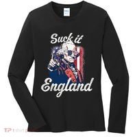 Suck It England Funny George Washington USA Flag 4th of July Women's Long Sleeve Shirt thumb 0