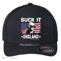 Suck It England Funny 4th Of July George Washington 1776 Flexfit Unipanel Trucker Cap thumb 0