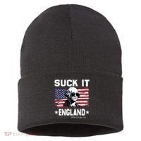 Suck It England Funny 4th Of July George Washington 1776 Sustainable Knit Beanie thumb 0