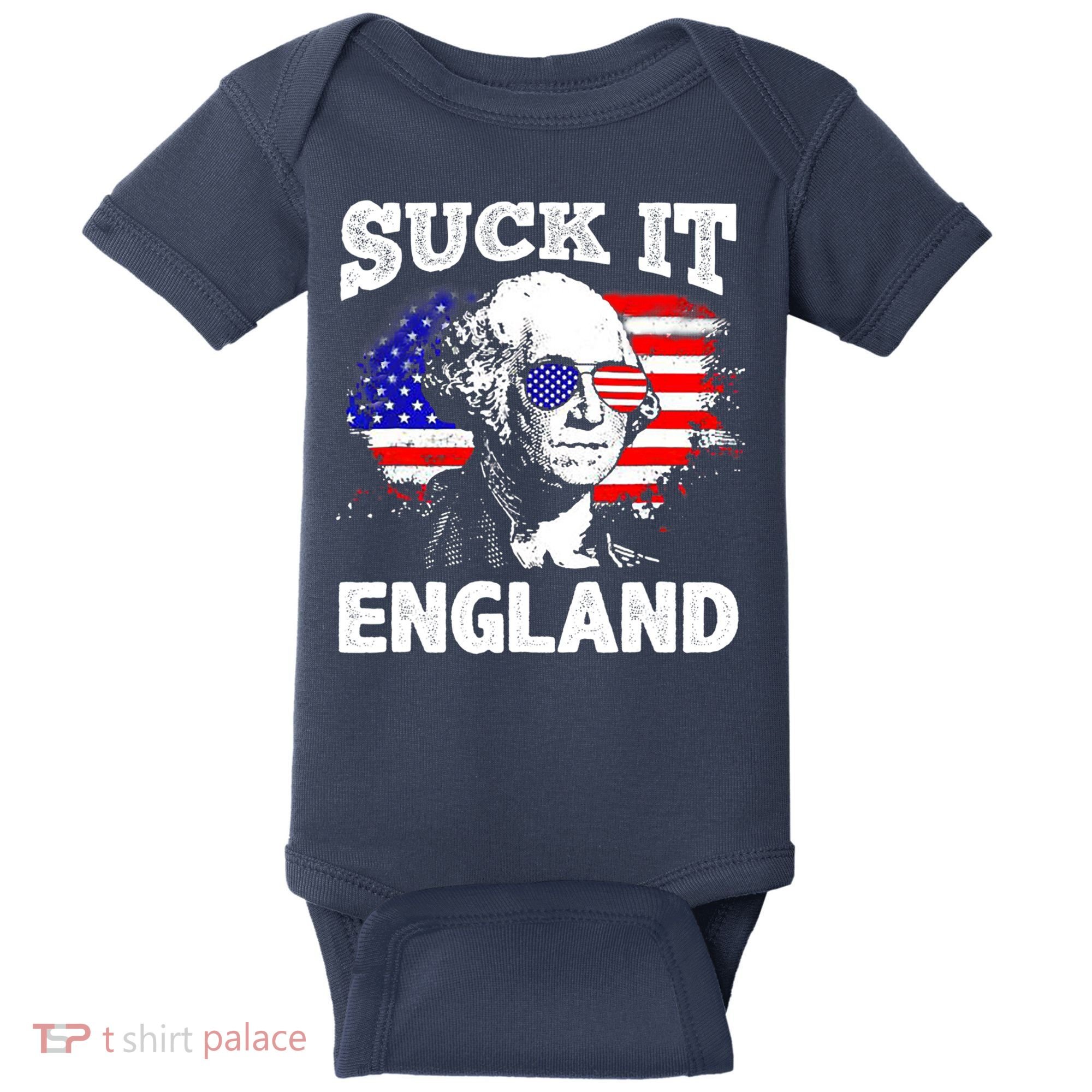 Suck It England Funny 4th Of July Flag Patriotic Baby Bodysuit