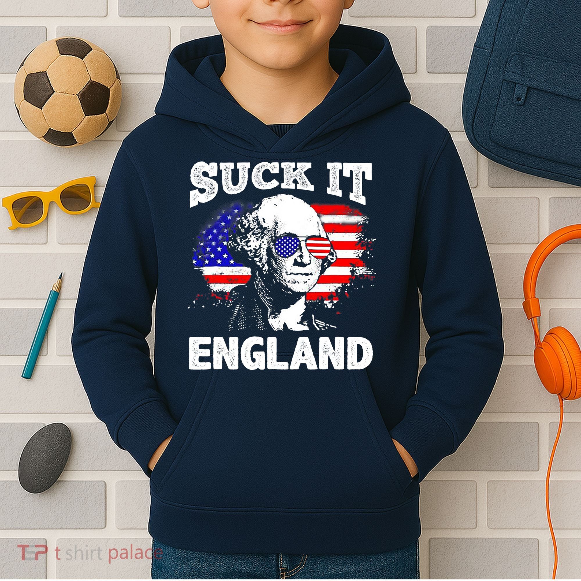 Suck It England Funny 4th Of July Flag Patriotic Kids Hoodie