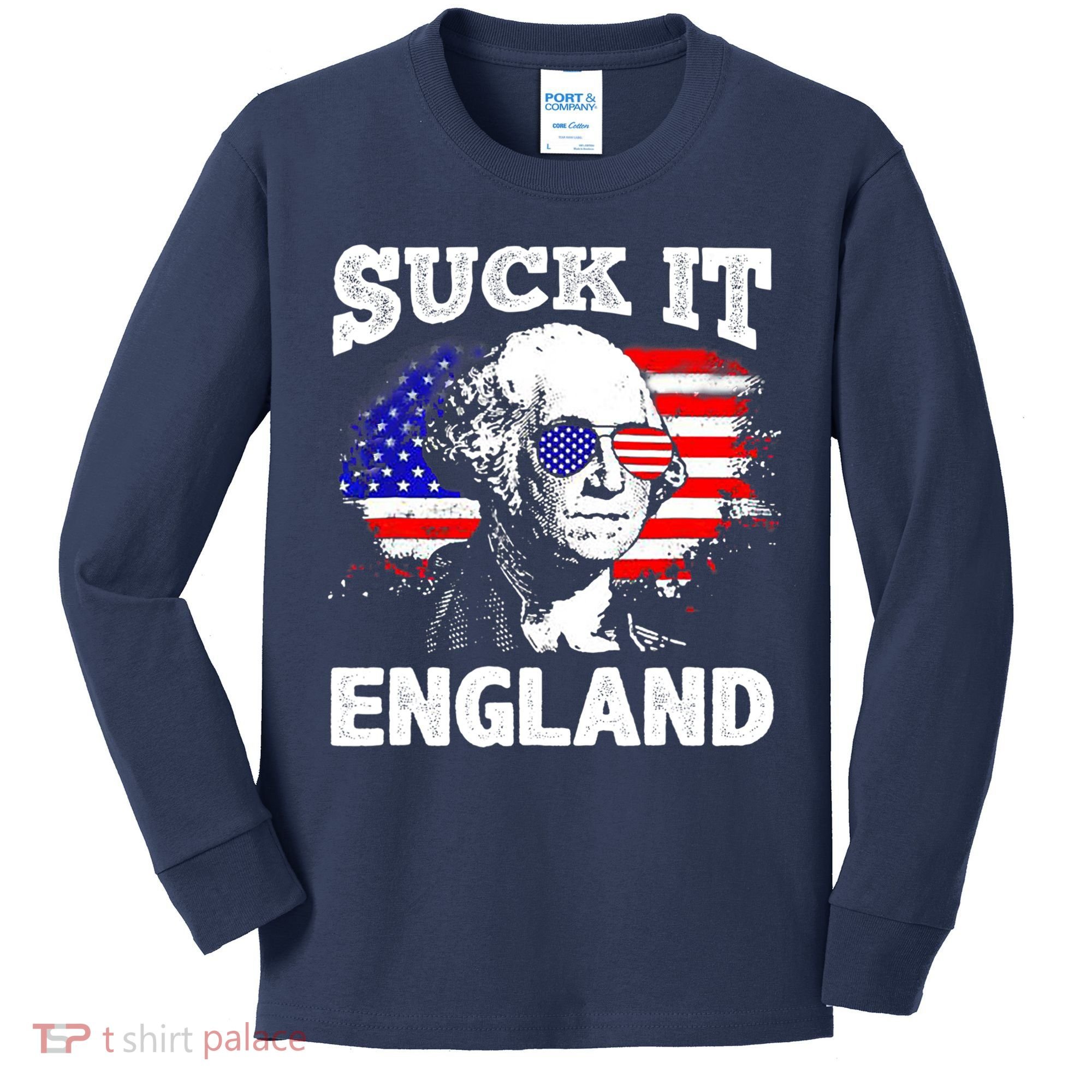 Suck It England Funny 4th Of July Flag Patriotic Kids Long Sleeve Shirt