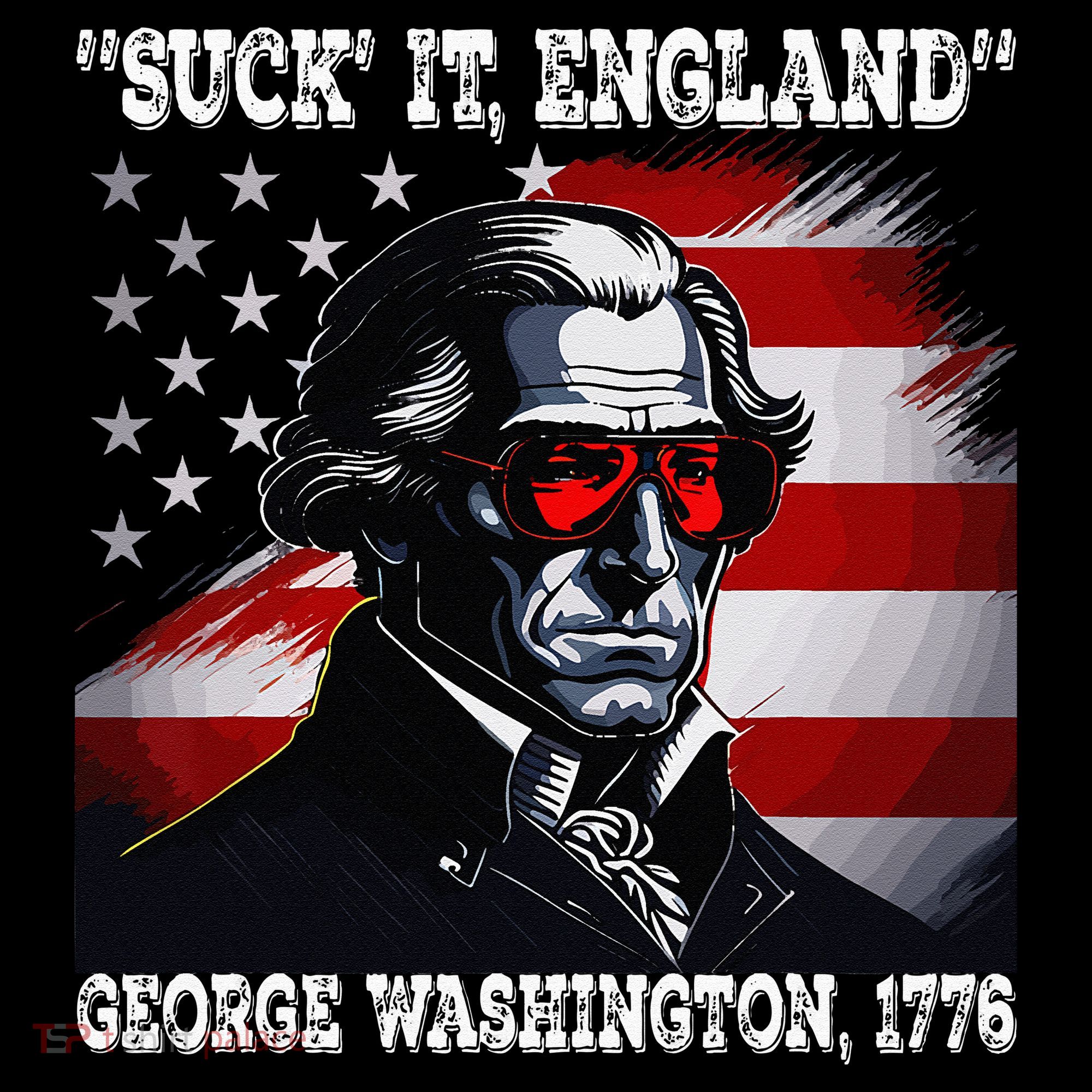 Suck It England 4th of July Funny George Washington 1776 Stripe Pom Pom Beanie