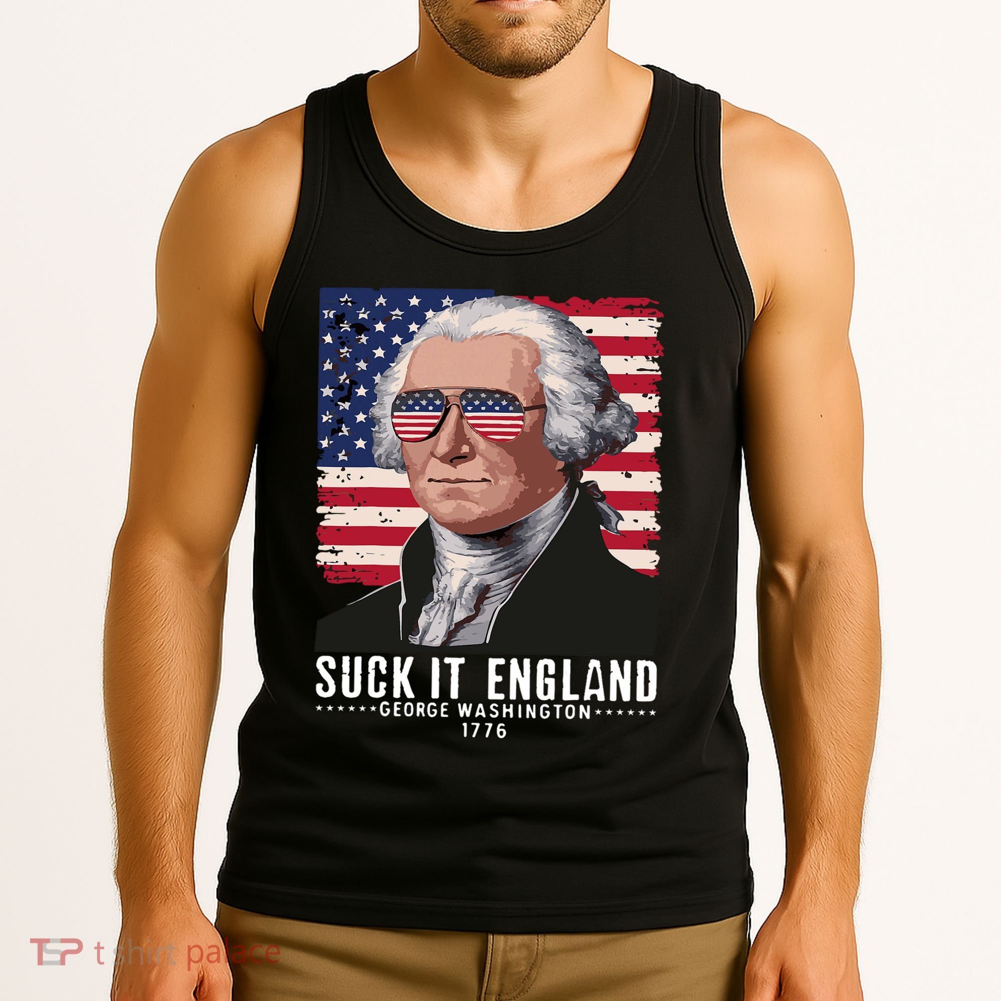 Suck It England Funny 4th Of July George Washington 1776 Tank Top