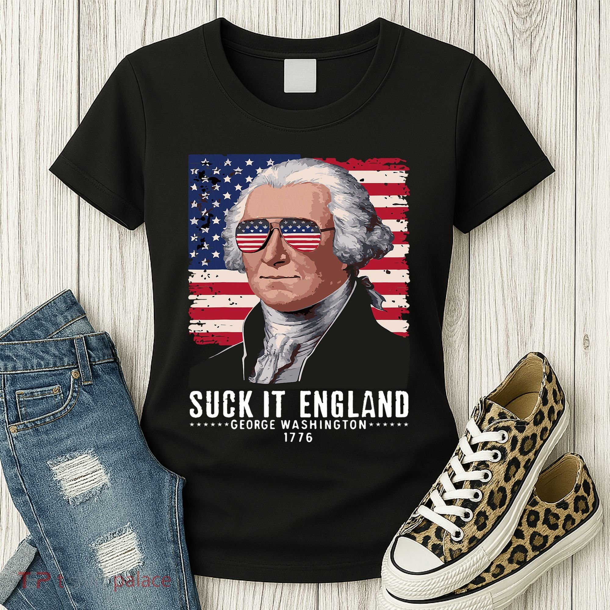 Suck It England Funny 4th Of July George Washington 1776 Women's T-Shirt