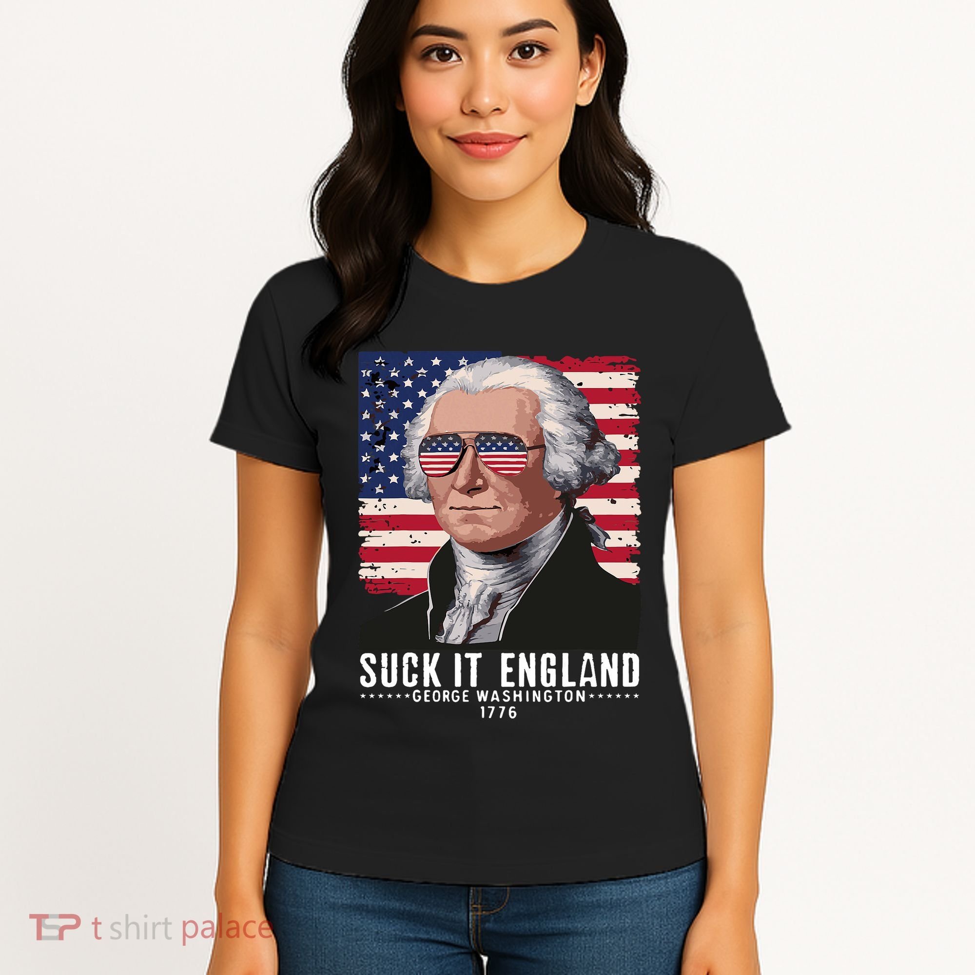Suck It England Funny 4th Of July George Washington 1776 Women's T-Shirt