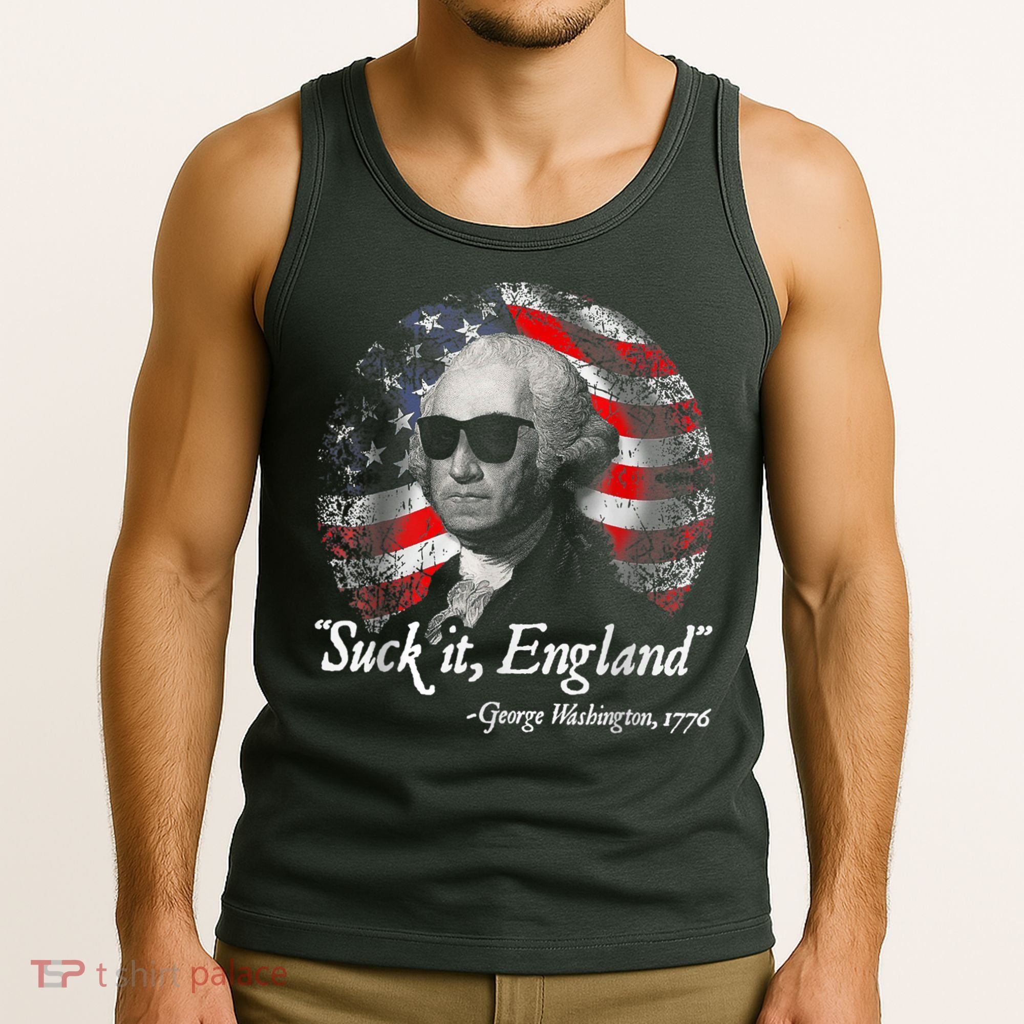 Suck It England Funny 4th Of July George Washington 1776 Tank Top