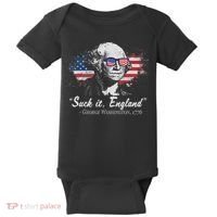 Suck It England Funny 4th Of July George Washington 1776 Baby Bodysuit thumb 0