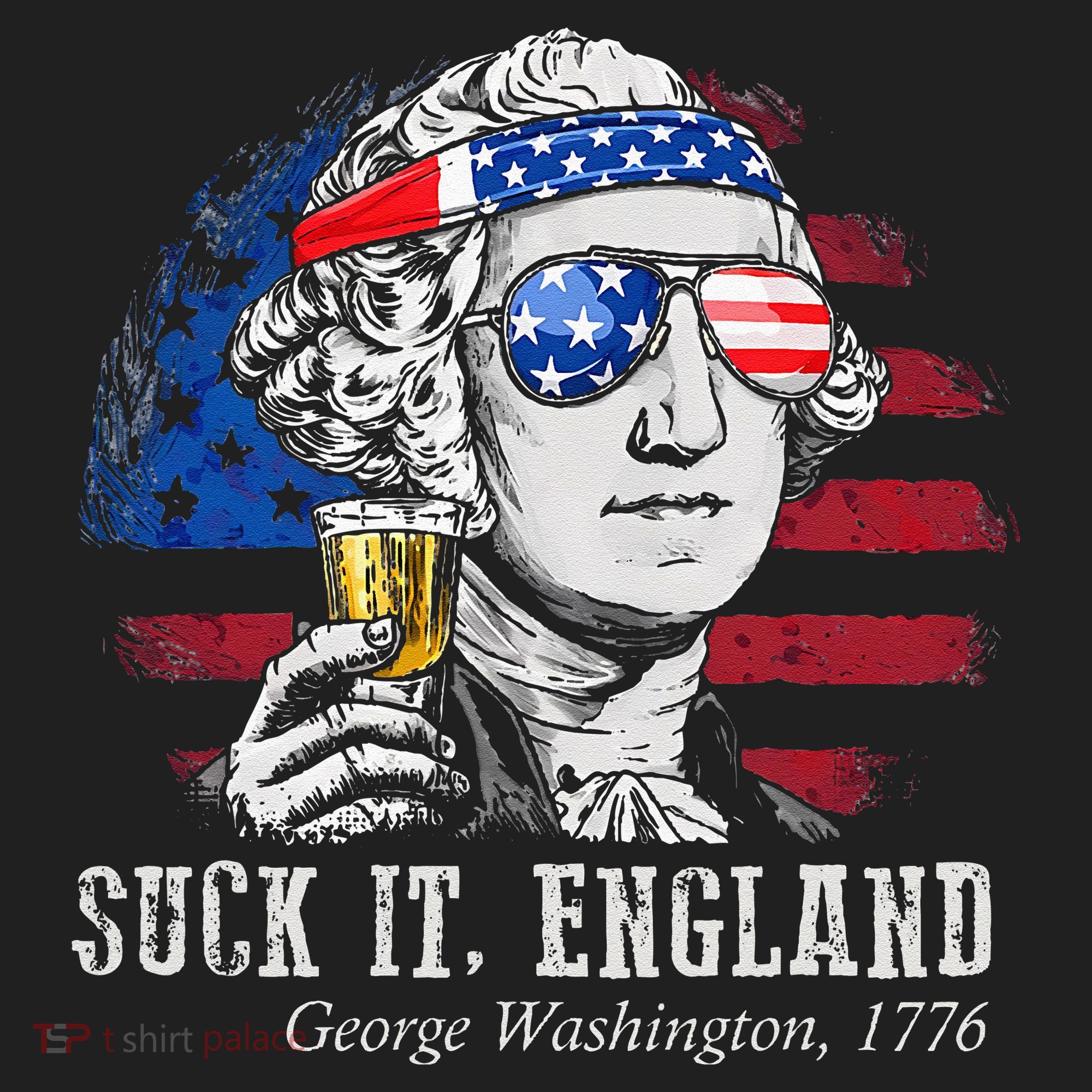 Suck It England Funny 4th of July George Washington 1776 Beanie