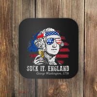 Suck It England Funny 4th of July George Washington 1776 Coaster thumb 0