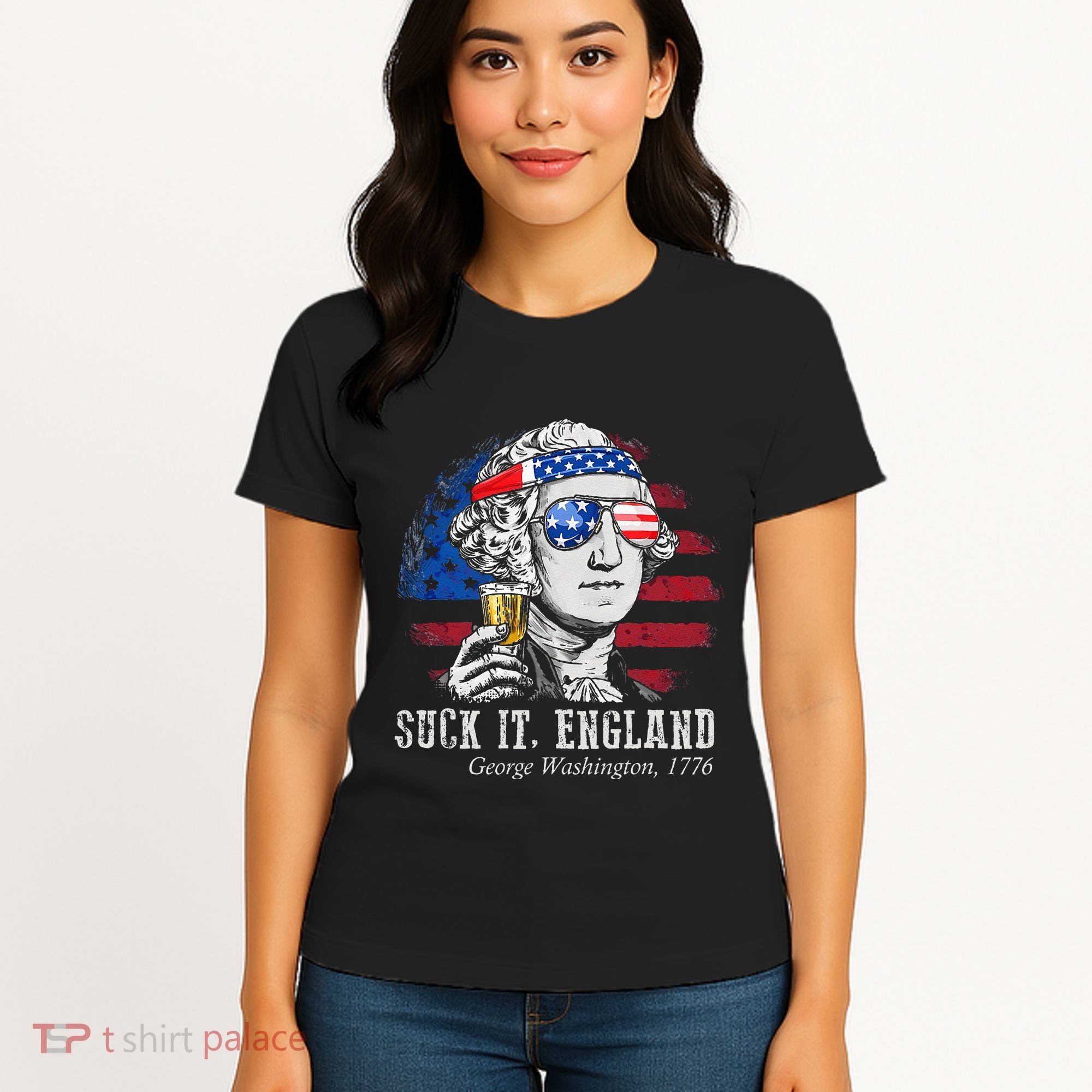 Suck It England Funny 4th of July George Washington 1776 Women's T-Shirt