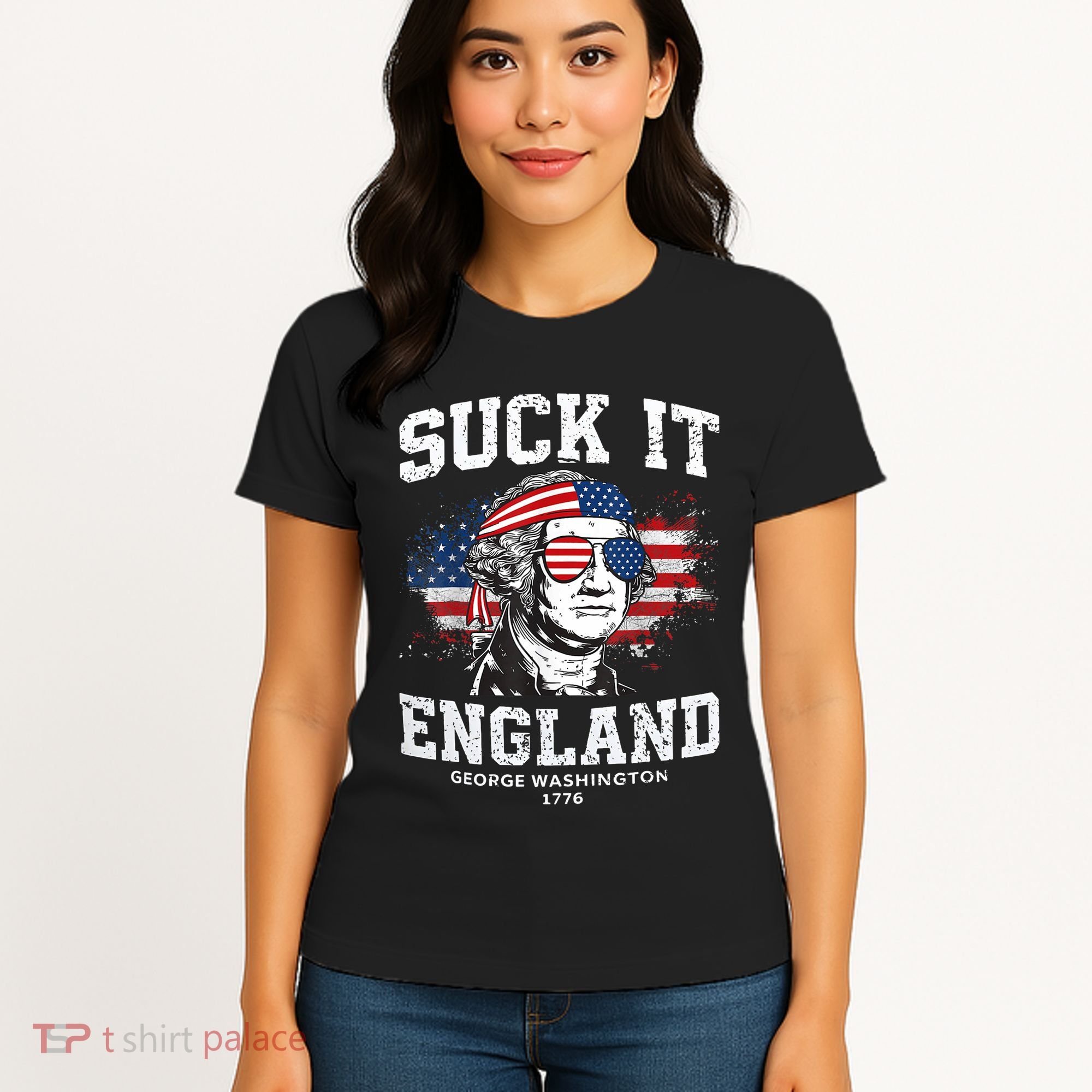 Suck It England Funny 4th Of July George Washington 1776 Women's T-Shirt
