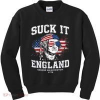Suck It England Funny 4th Of July George Washington 1776 Kids Sweatshirt thumb 0
