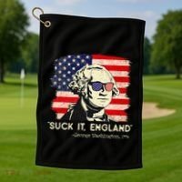 Suck It England Funny 4th of July Funny George Washington Golf Towel thumb 1