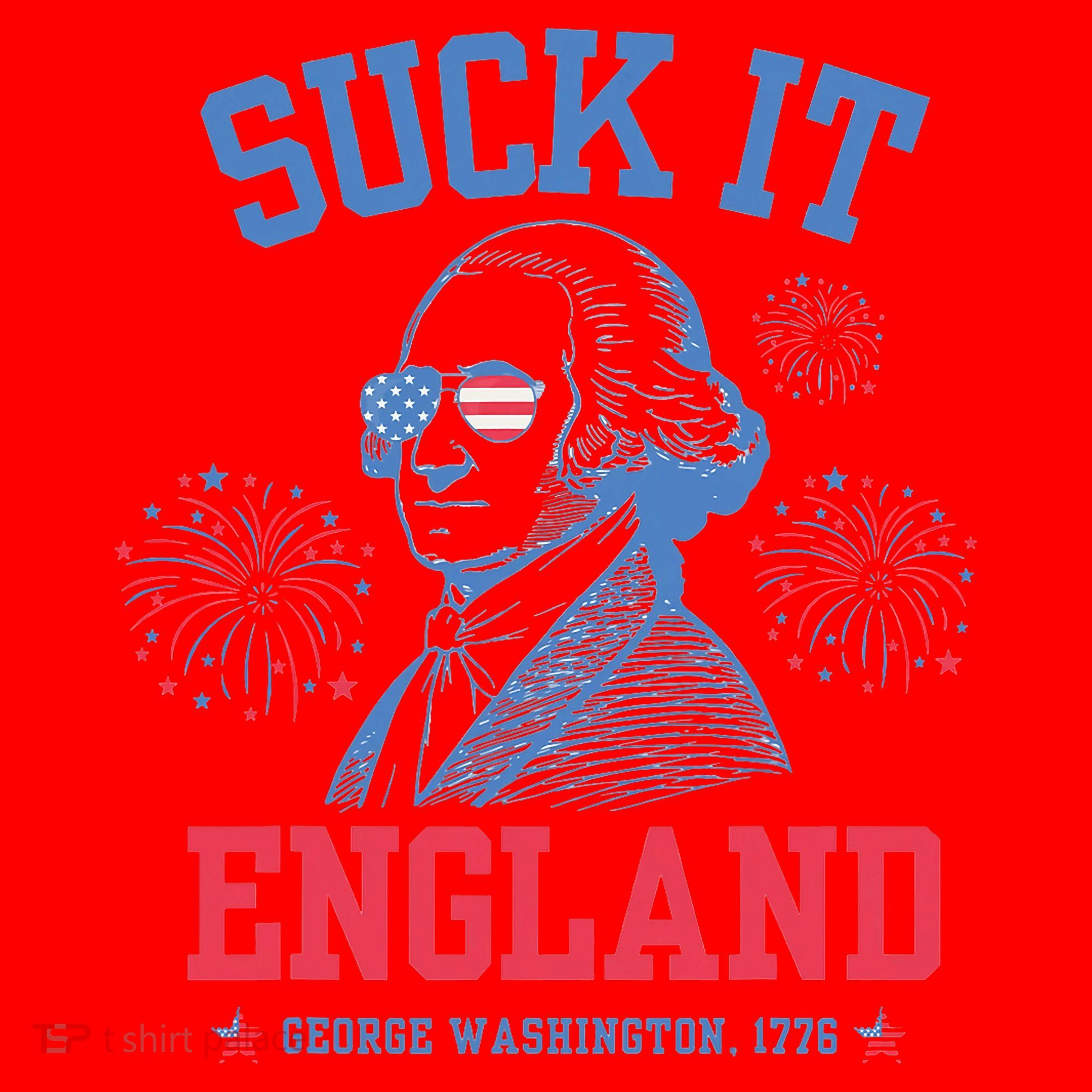 Suck It England Red White & Blue George Washington 4th July Santa Hat