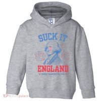 Suck It England Red White & Blue George Washington 4th July Toddler Hoodie thumb 0