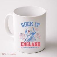 Suck It England Red White & Blue George Washington 4th July Coffee Mug thumb 0