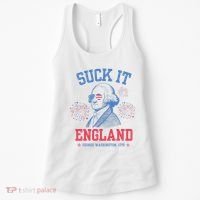 Suck It England Red White & Blue George Washington 4th July Women's Tank Top thumb 0