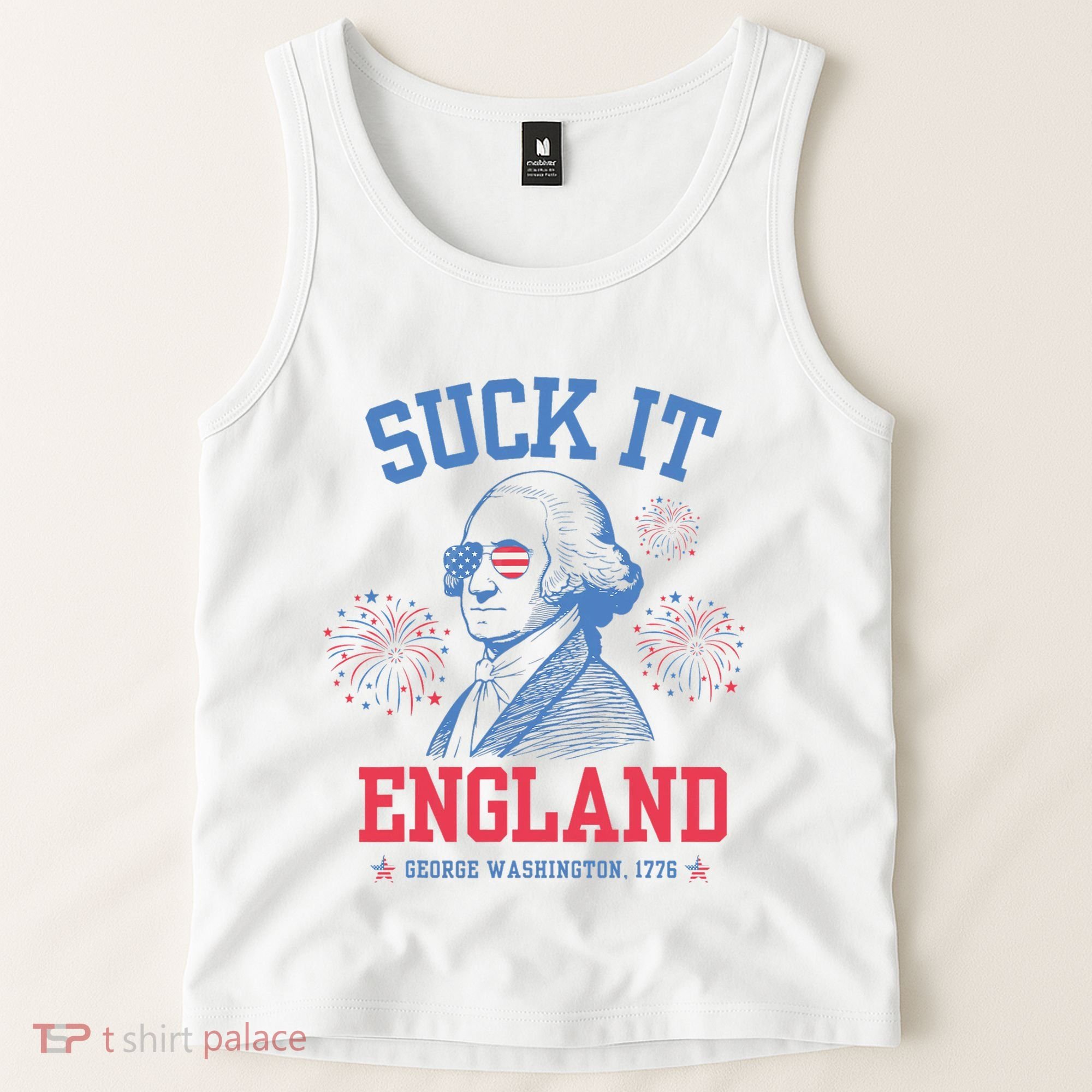 Suck It England Red White & Blue George Washington 4th July Tank Top