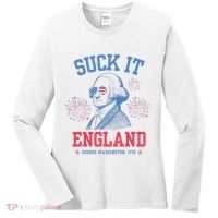 Suck It England Red White & Blue George Washington 4th July Women's Long Sleeve Shirt thumb 0