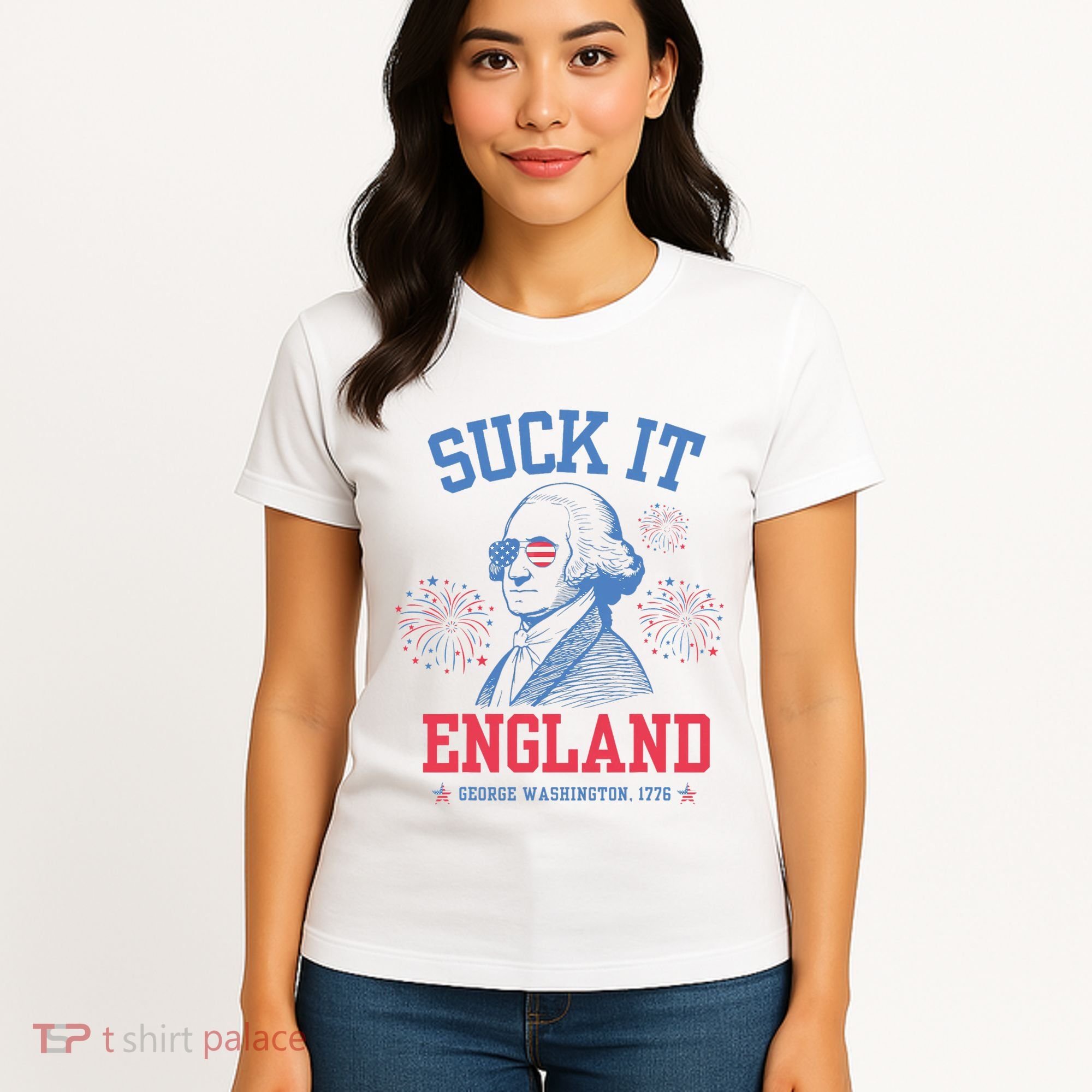 Suck It England Red White & Blue George Washington 4th July Women's T-Shirt