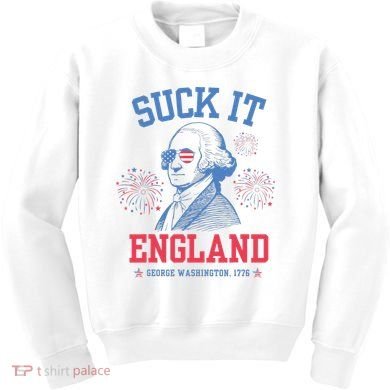 Suck It England Red White & Blue George Washington 4th July Kids Sweatshirt