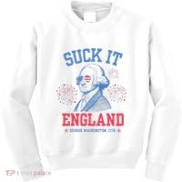 Suck It England Red White & Blue George Washington 4th July Kids Sweatshirt thumb 0
