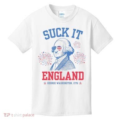 Suck It England Red White & Blue George Washington 4th July Kids T-Shirt