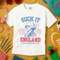 Suck It England Red White & Blue George Washington 4th July Kids T-Shirt thumb 3