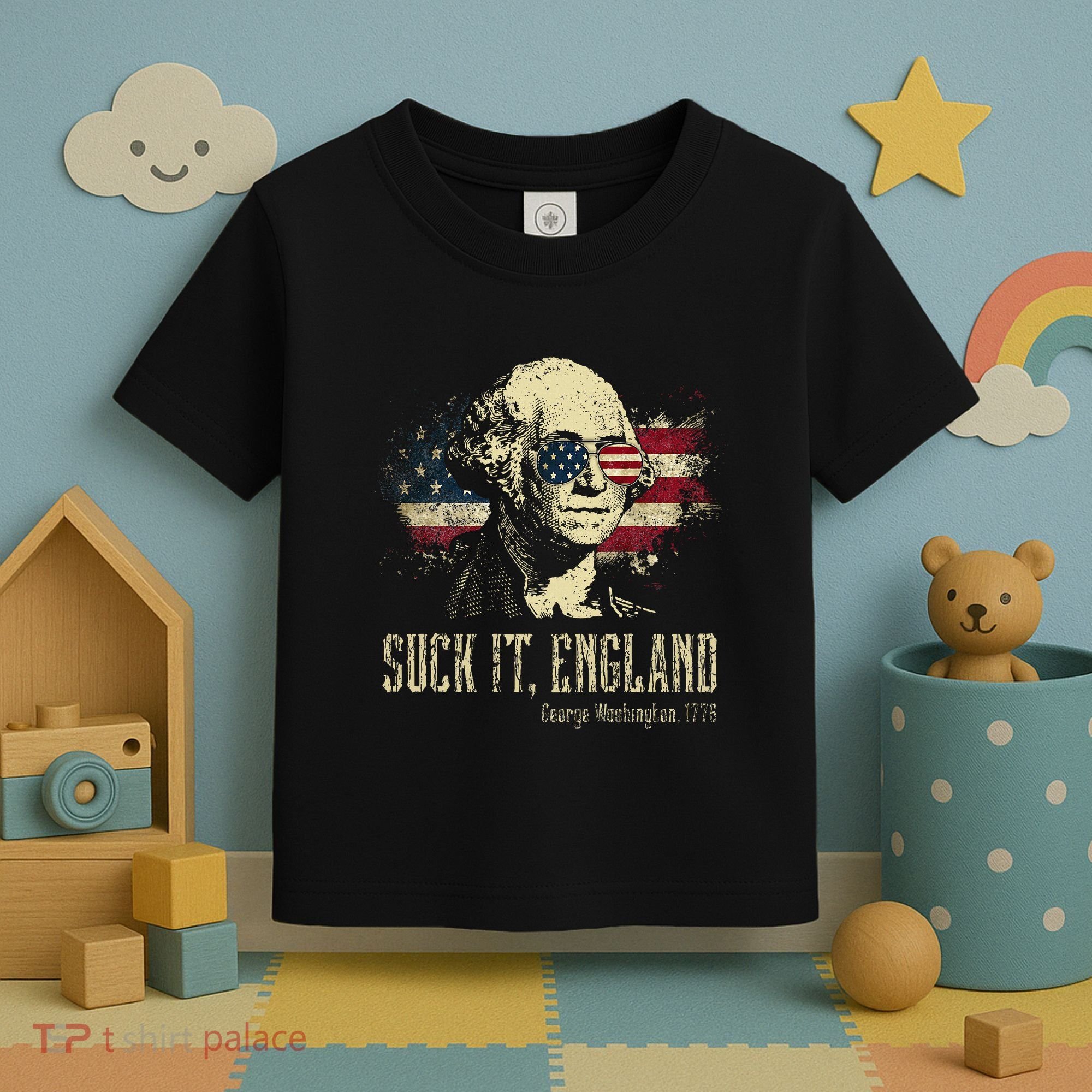 Suck It England Funny George Washington 1776 Usa Toddler T-Shirt