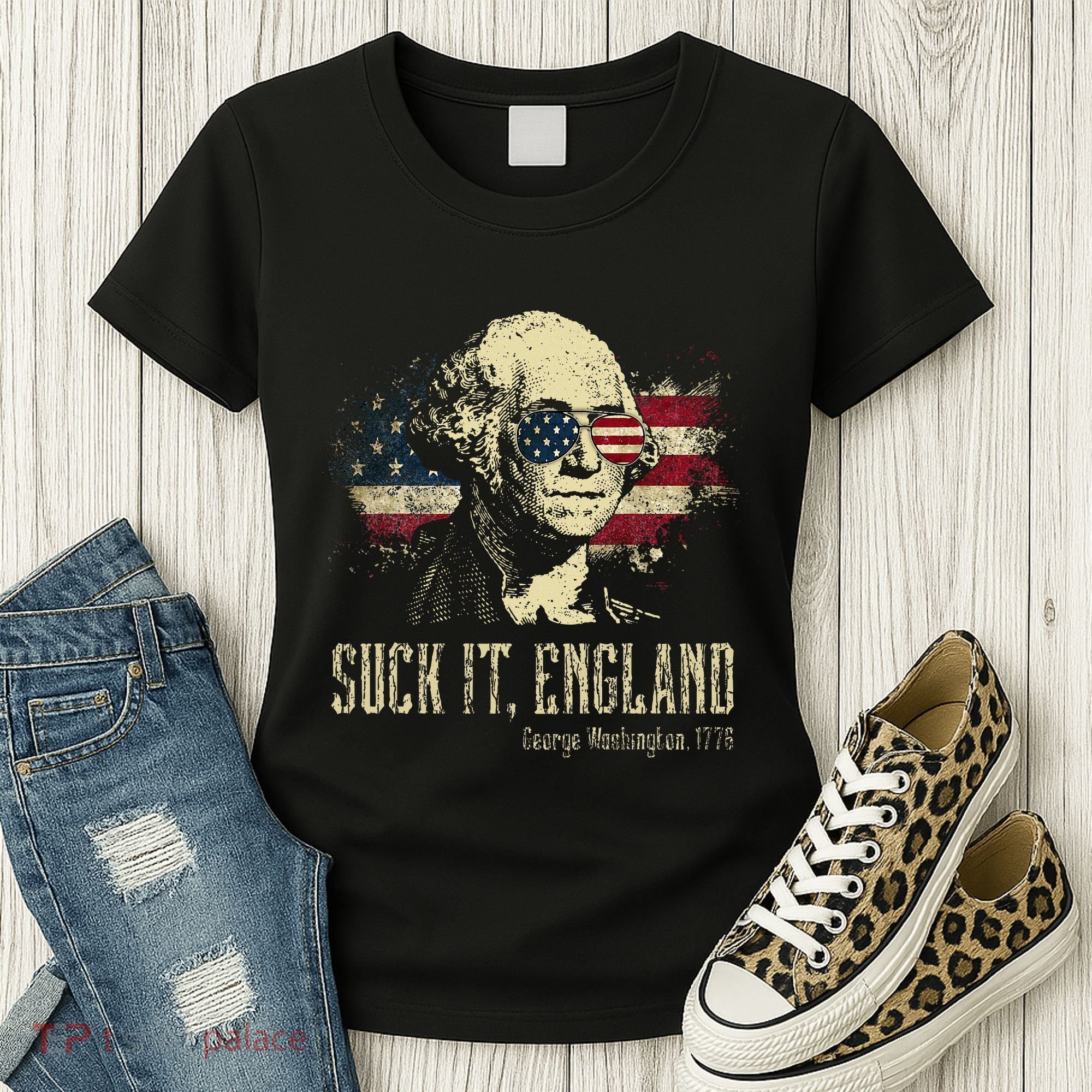 Suck It England Funny George Washington 1776 Usa Women's T-Shirt