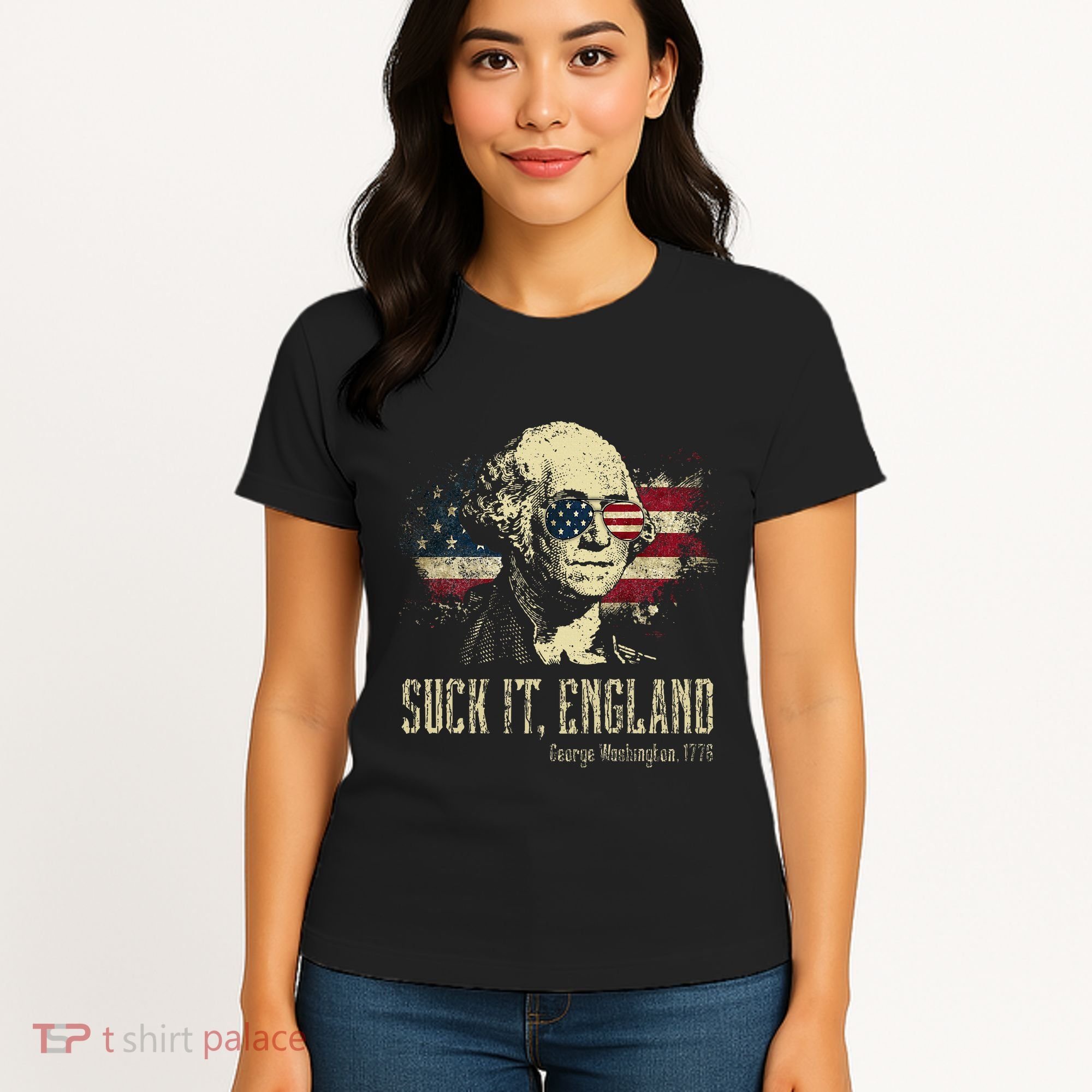 Suck It England Funny George Washington 1776 Usa Women's T-Shirt