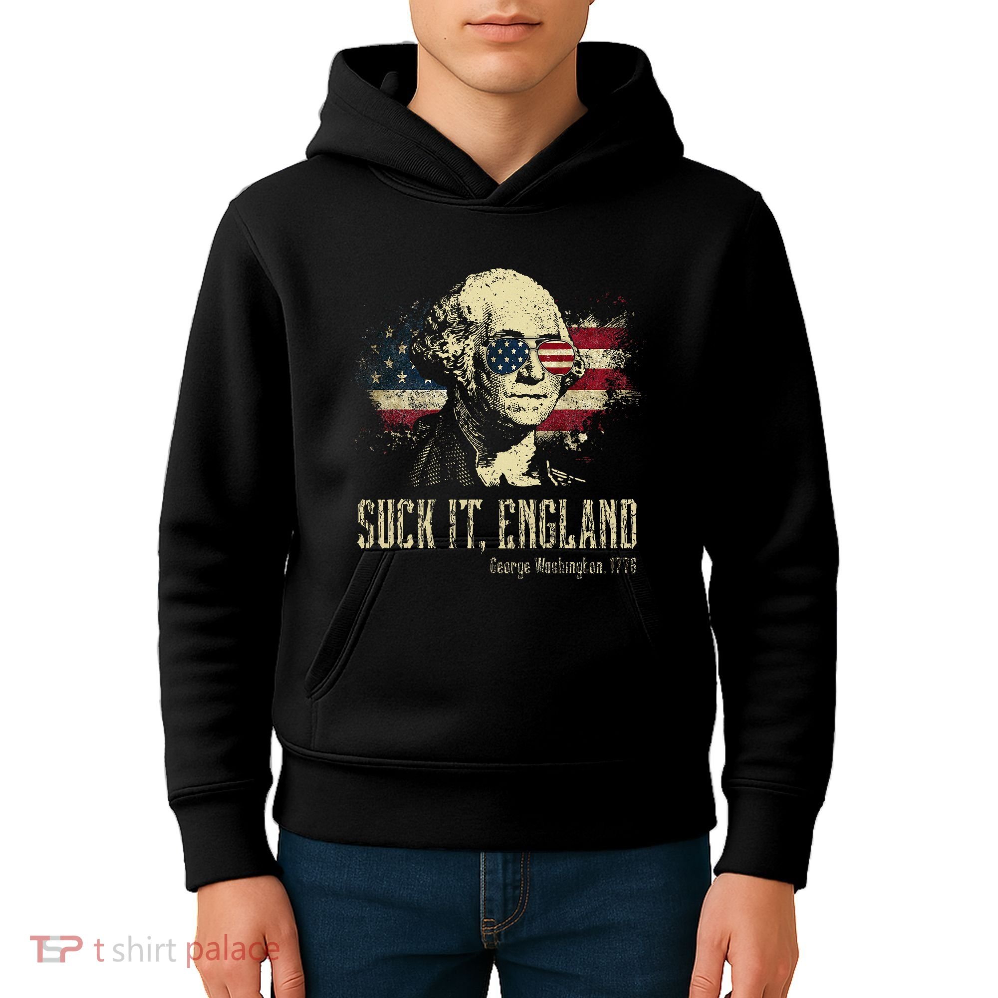 Suck It England Funny George Washington 1776 Usa Kids Hoodie
