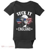 Suck It England Funny 4th Of July George Washington Baby Bodysuit thumb 0