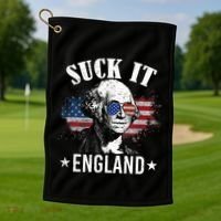 Suck It England Funny 4th Of July George Washington Golf Towel thumb 1