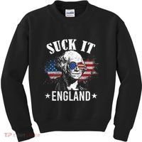 Suck It England Funny 4th Of July George Washington Kids Sweatshirt thumb 0