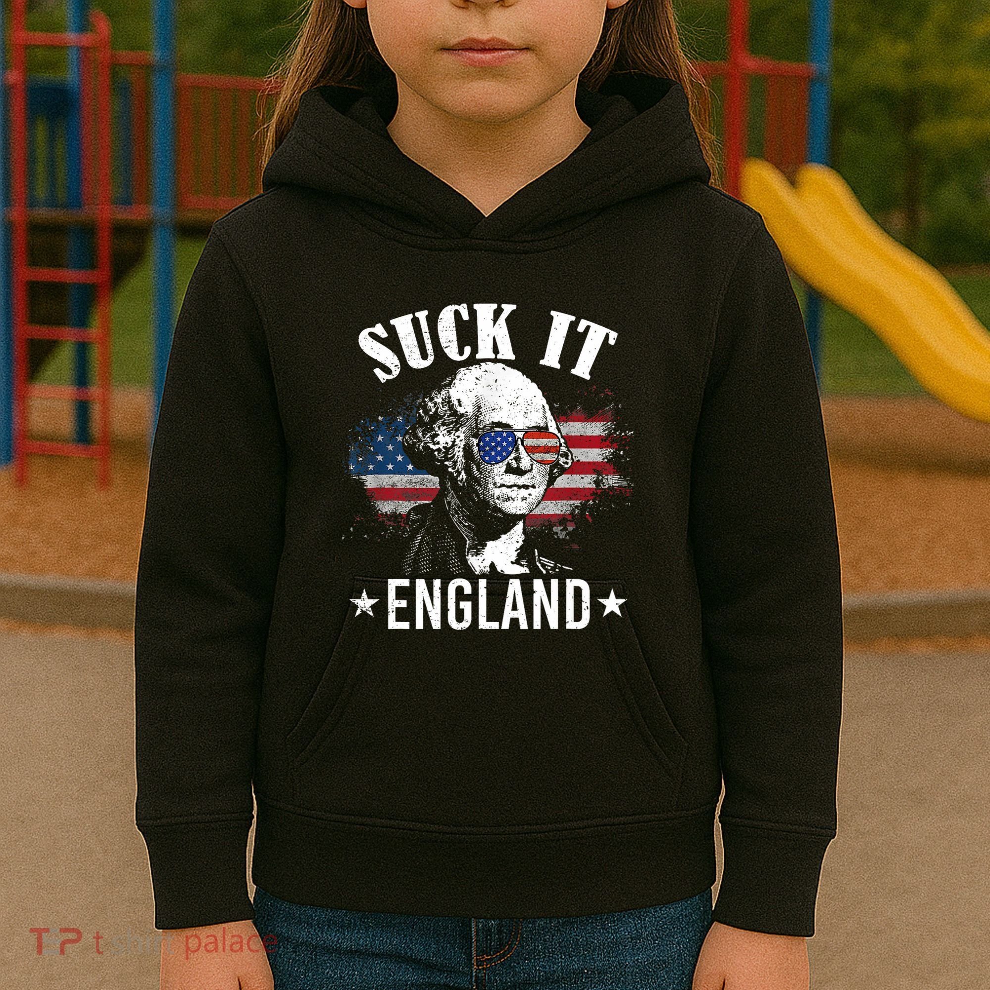 Suck It England Funny 4th Of July George Washington Kids Hoodie