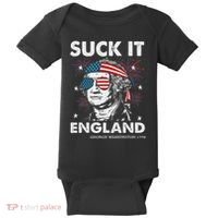 Suck It England Funny 4th July George Washington Baby Bodysuit thumb 0
