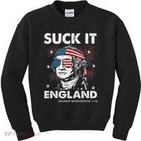 Suck It England Funny 4th July George Washington Kids Sweatshirt thumb 0