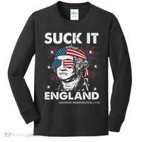 Suck It England Funny 4th July George Washington Kids Long Sleeve Shirt thumb 0