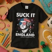 Suck It England Funny 4th July George Washington Kids T-Shirt thumb 3