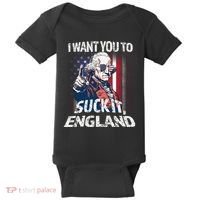 Suck It England Funny George Washington Usa Flag 4th Of July Baby Bodysuit thumb 0