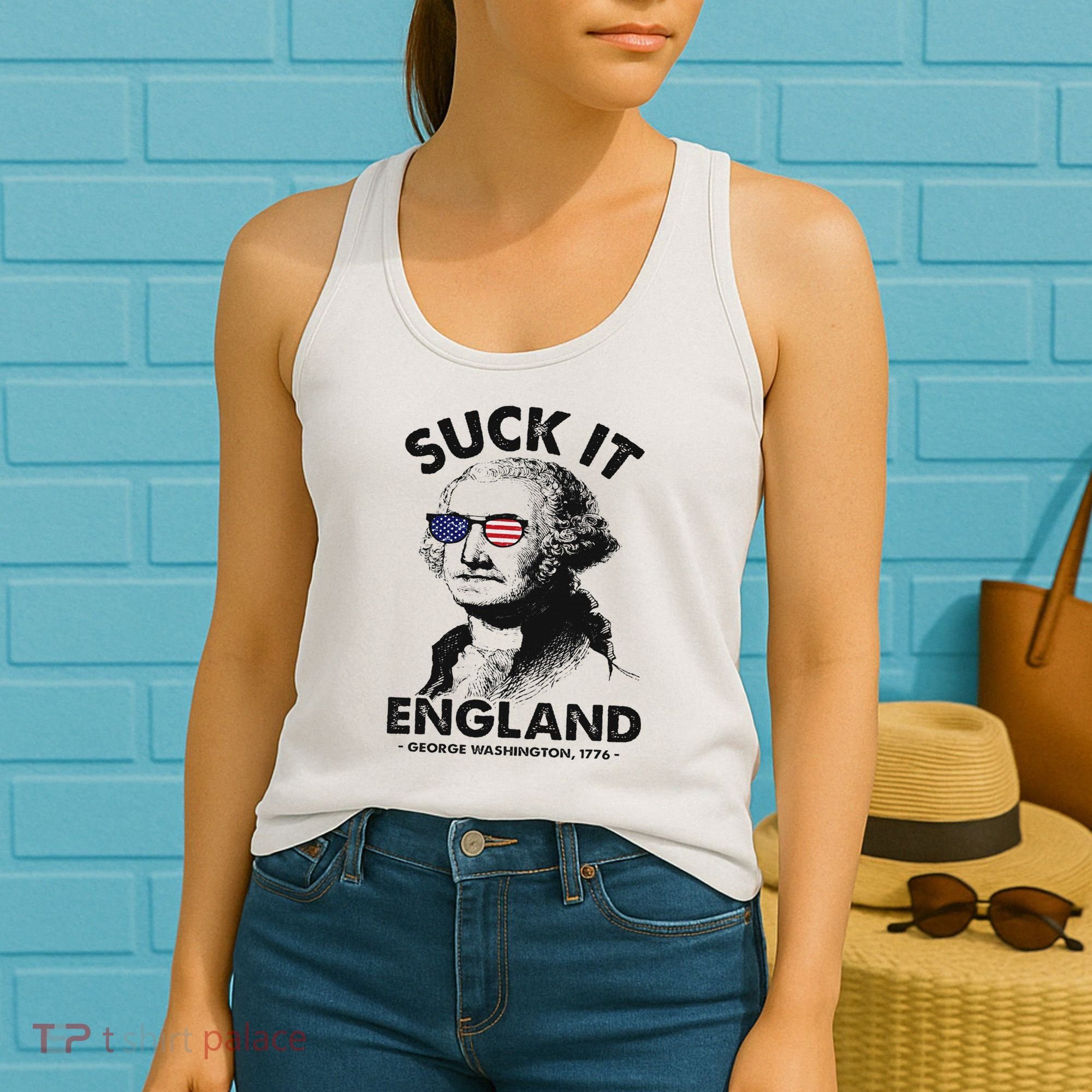 Suck It England Funny 4th Of July George Washington 1776 Women's Tank Top