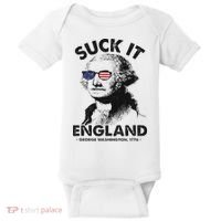 Suck It England Funny 4th Of July George Washington 1776 Baby Bodysuit thumb 0