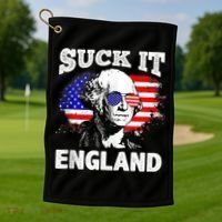 Suck It England Funny 4th Of July Flag Patriotic Golf Towel thumb 1