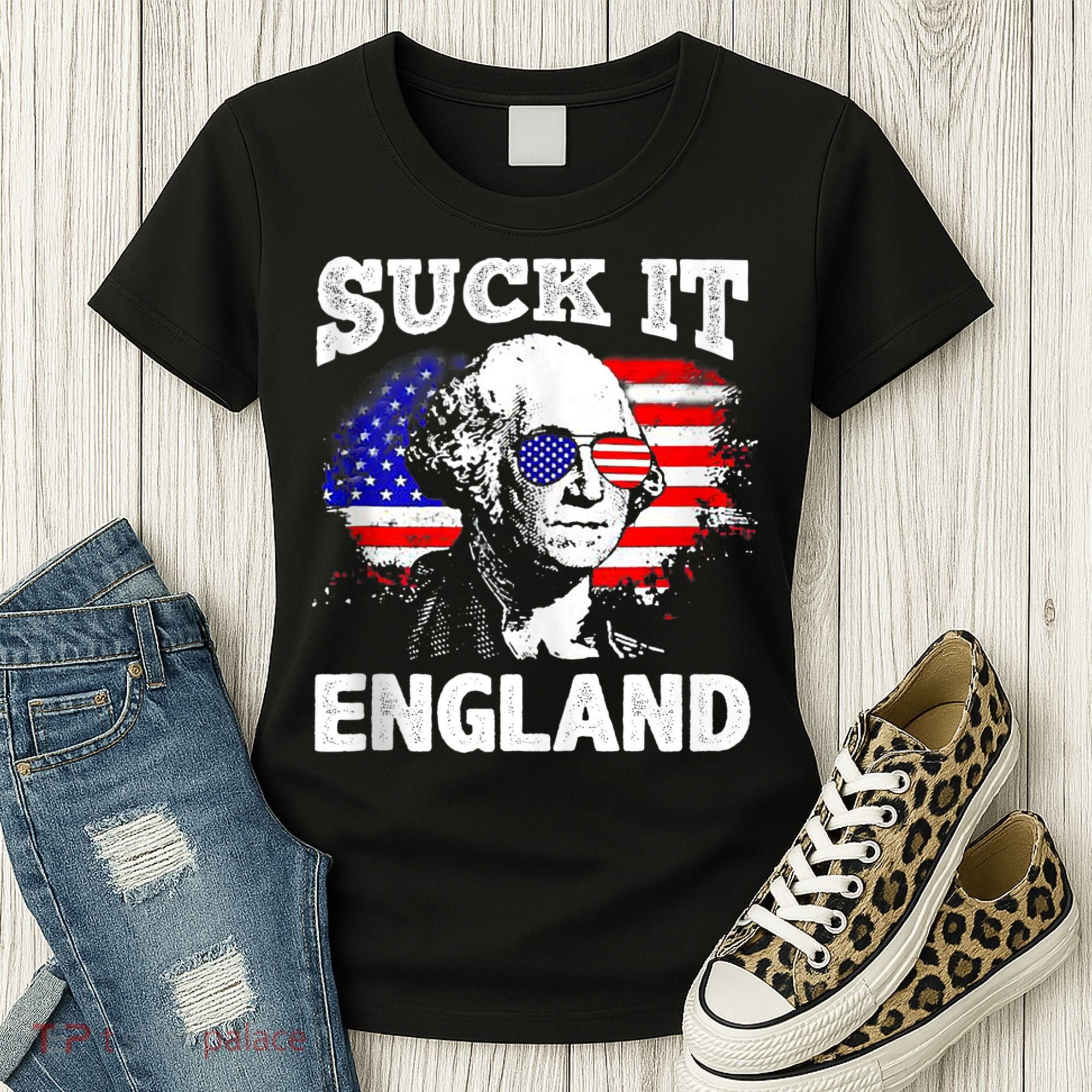 Suck It England Funny 4th Of July Flag Patriotic Women's T-Shirt