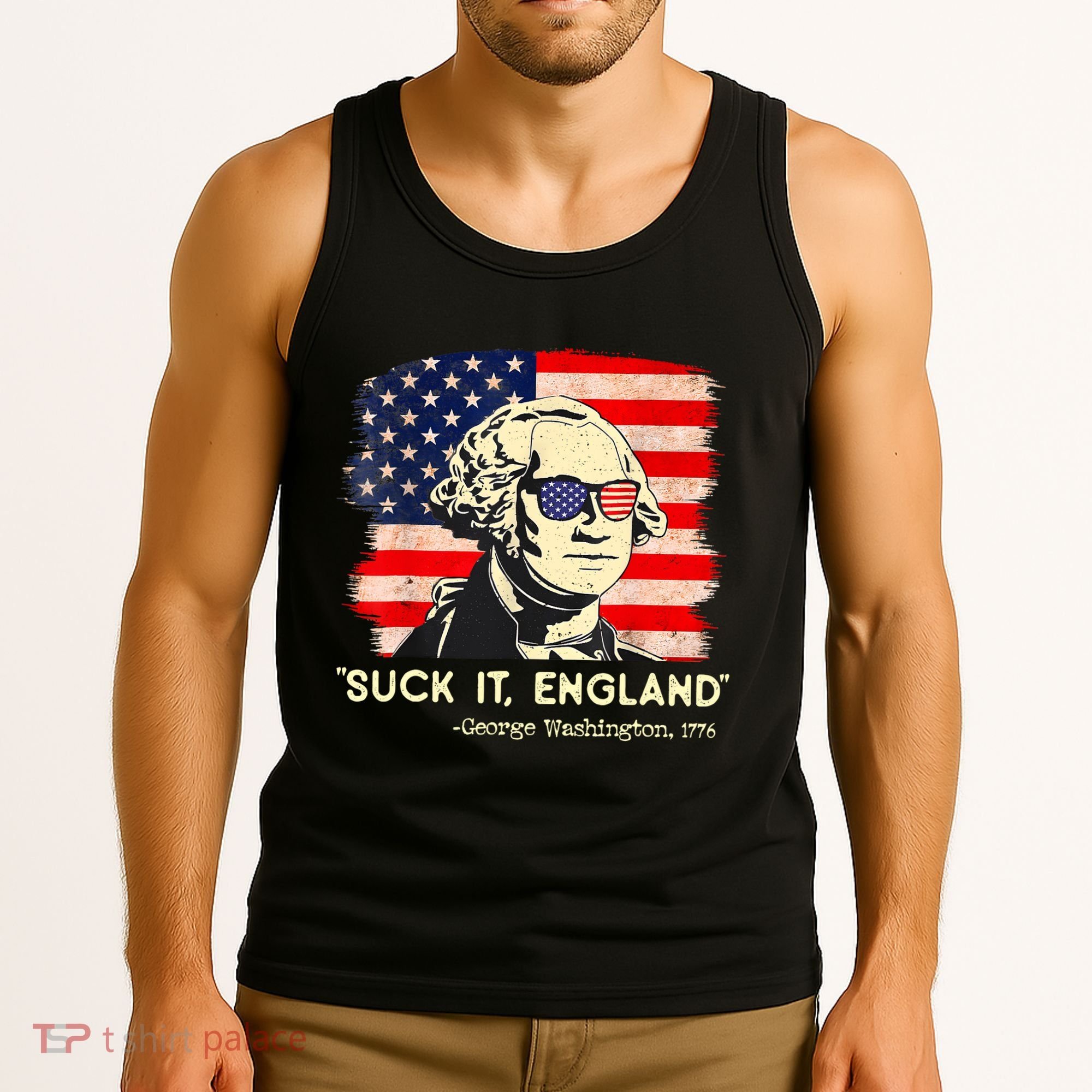 Suck It England Funny 4th Of July George Washington 1776 Tank Top