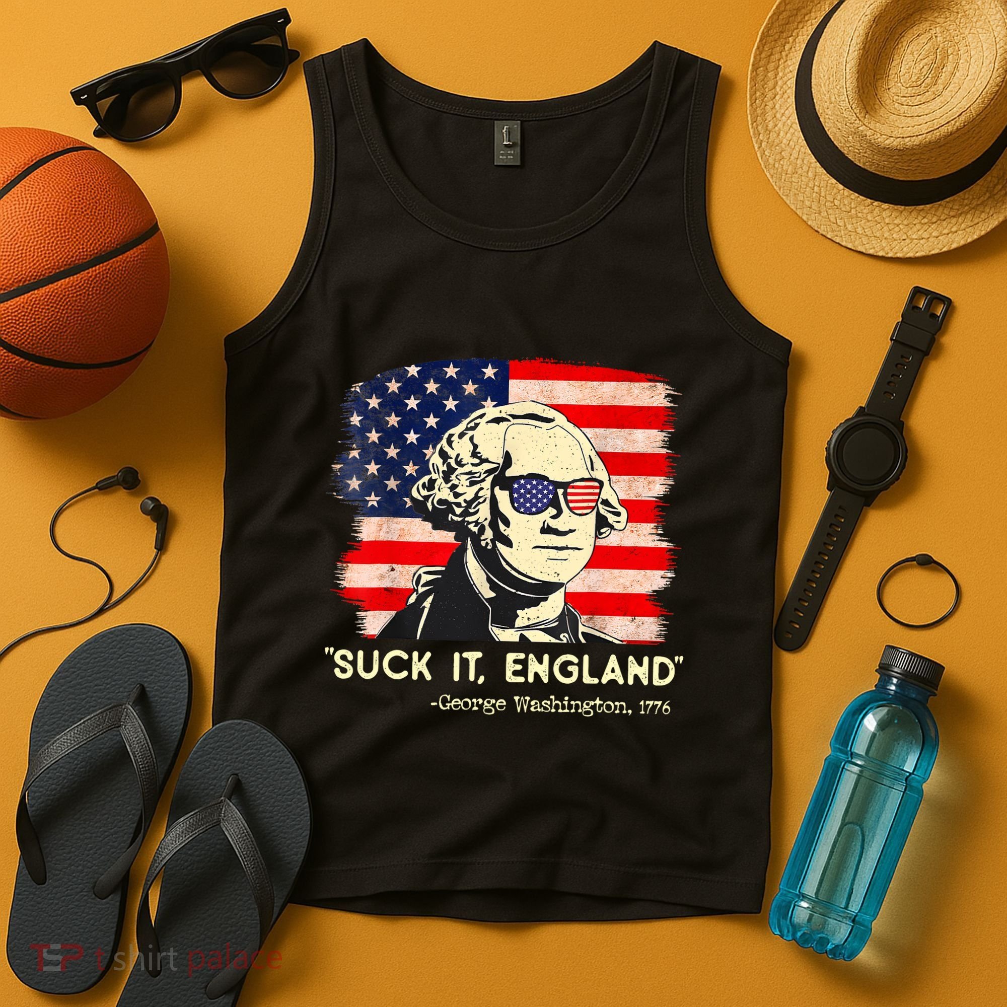 Suck It England Funny 4th Of July George Washington 1776 Tank Top