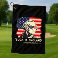 Suck It England Funny 4th Of July George Washington 1776 Golf Towel thumb 1