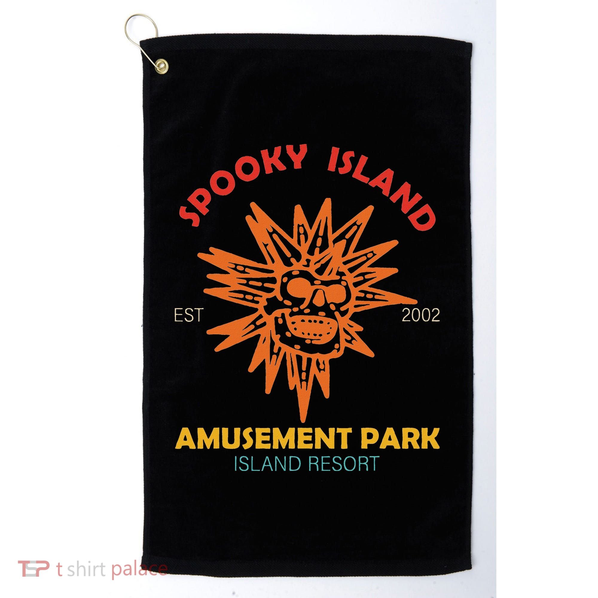 Spooky Island Est 2002 Amusement Park Island Resort Golf Towel